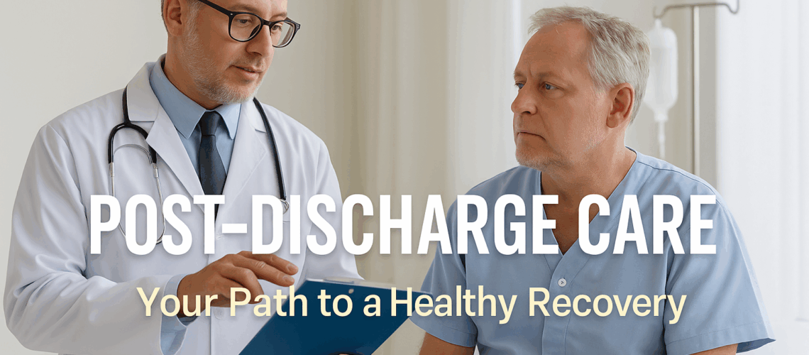 Patient receiving post-discharge care guidance from doctor at Medipoint Hospital Pune