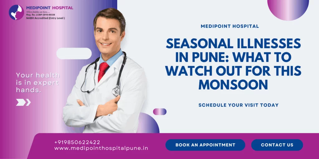 Doctor examining a patient during monsoon season at Medipoint Hospital Pune